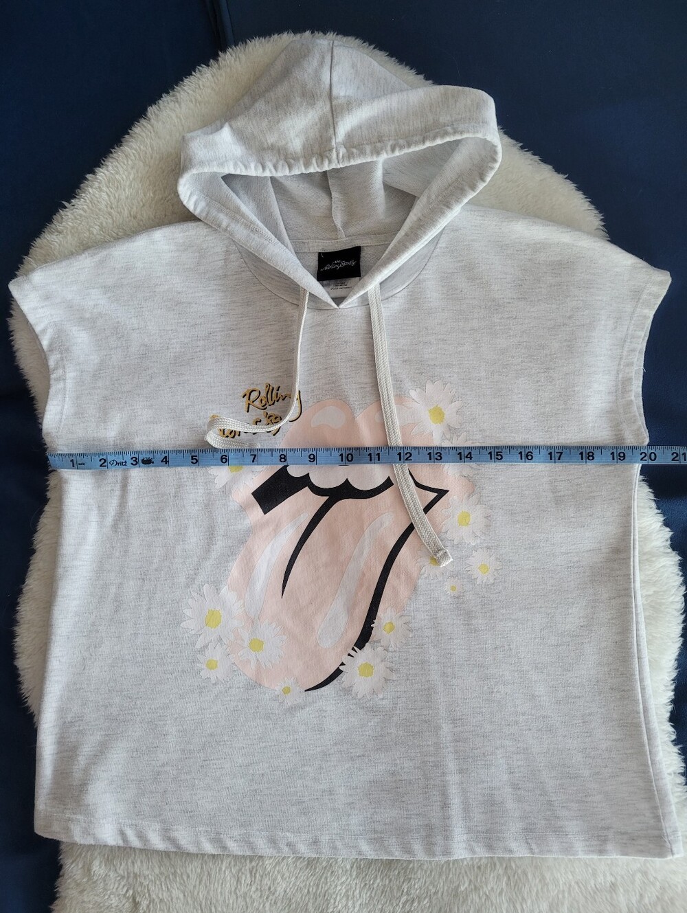 Rolling Stone's Hoodie Tee in Light Grey Sz S - Picture 4 of 7